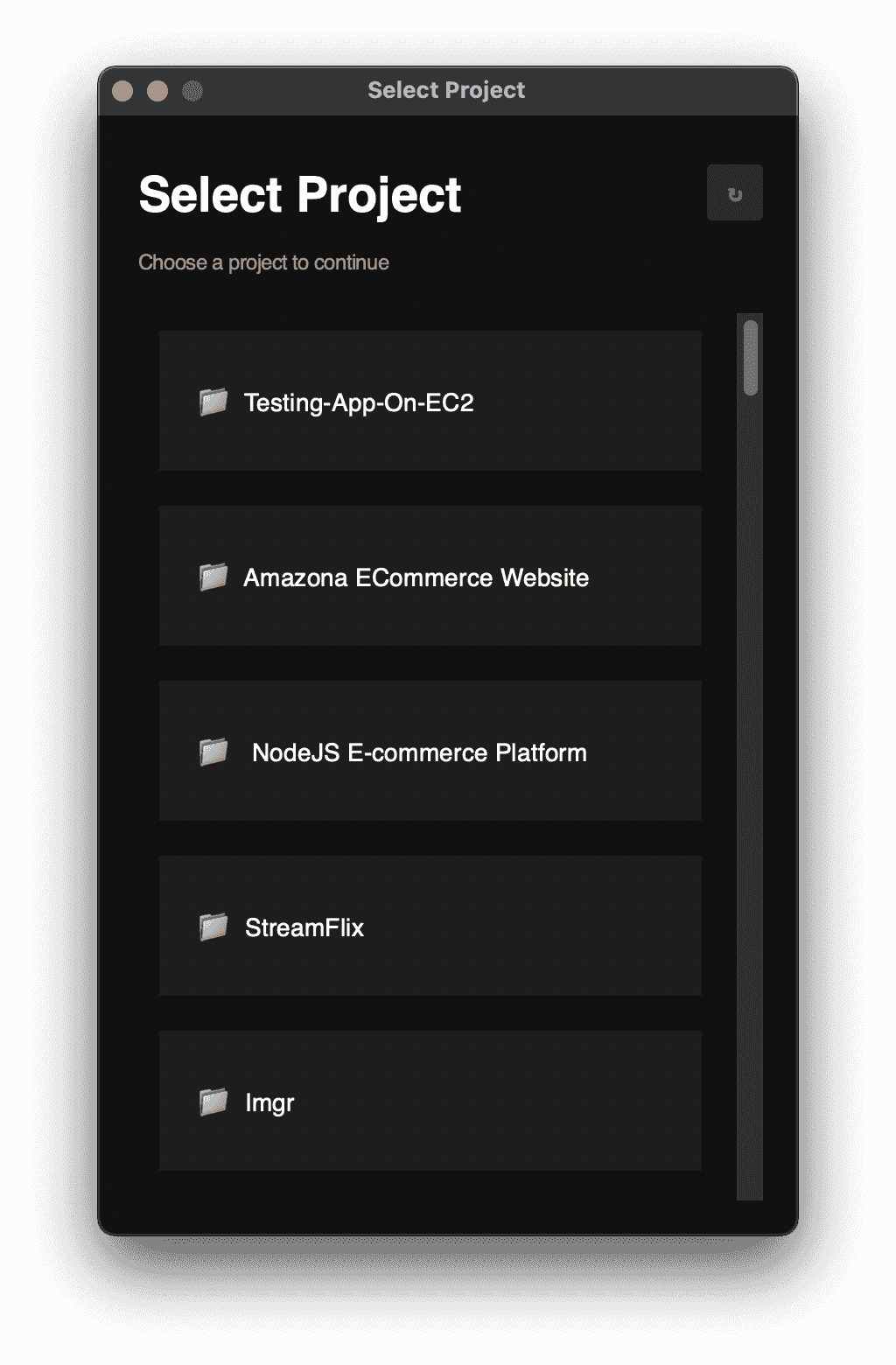 Project Directory Selection