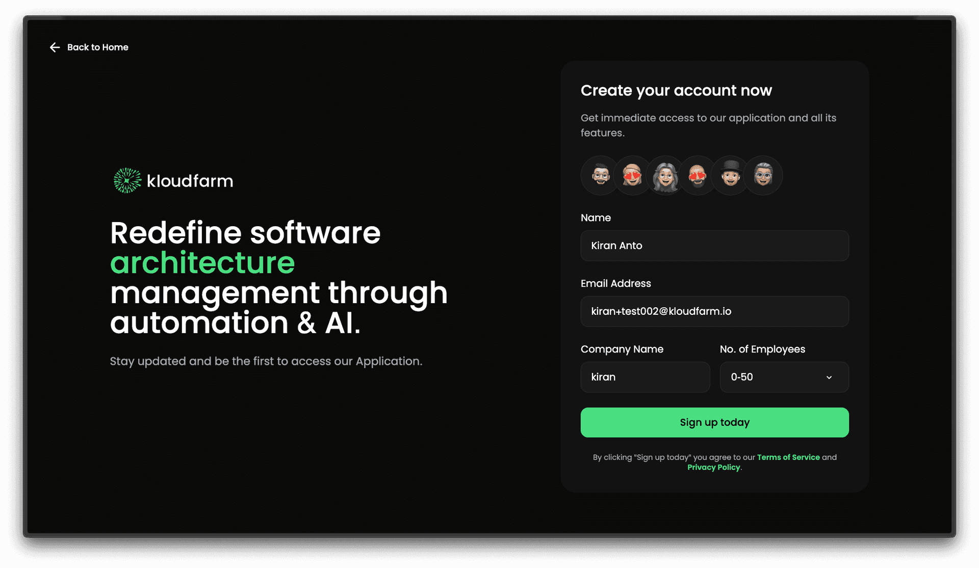 Account Creation Process